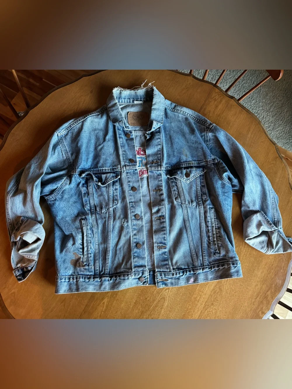 Vintage 90s Disneyland Mickey’s Toontown Distressed Denim Jacket XL